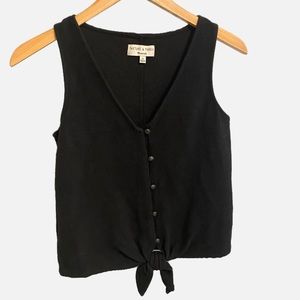 Madewell Texture & Thread Button Front Tie Tank In True Black